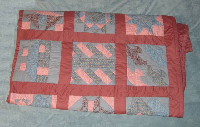 Mom did not think of herself as a quiltmaker, although she did make several quilts. This is a sampler design.